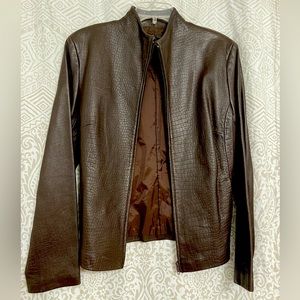 Express short brown leather jacket